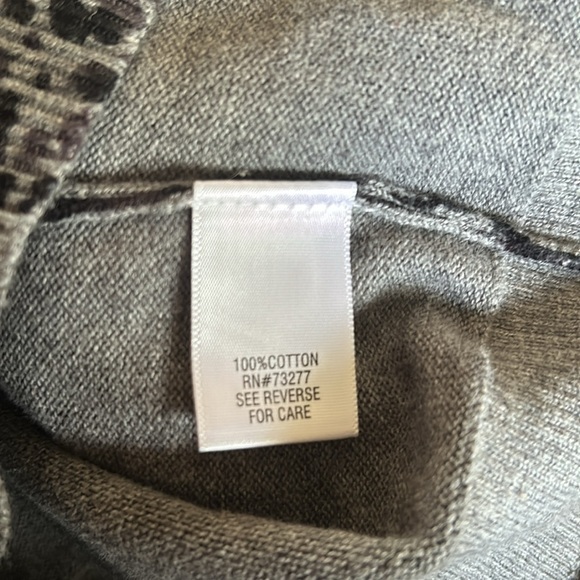 Croft & Barrow Black Gray Leopard Cotton Button Down Fitted Cardigan Sweater - Picture 9 of 9